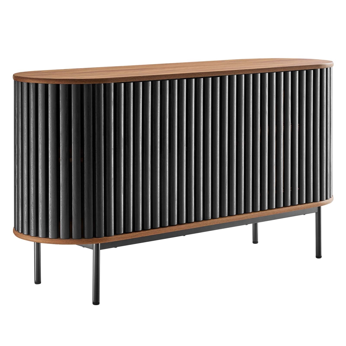 EEI-6590-WAL-BLK 59 in. Fortitude Oval Sideboard, Walnut & Black