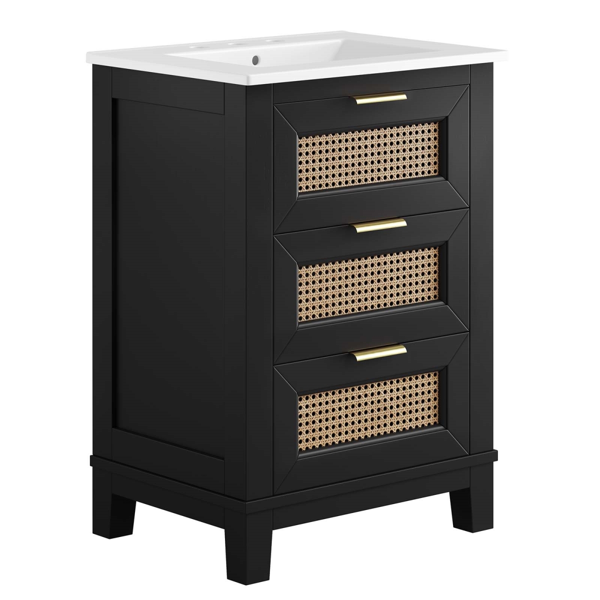 EEI-6723-BLK-WHI 24 in. Dixie Solid Wood Bathroom Vanity, Black & White