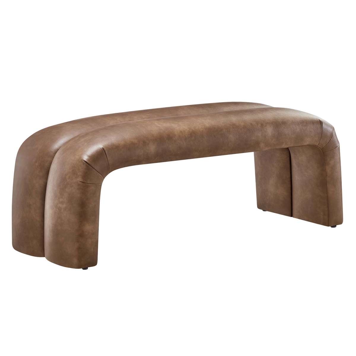 EEI-6770-BRN 50.5 in. Dax Vegan Leather Upholstered Accent Bench, Brown