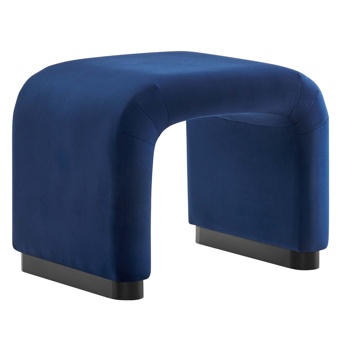 EEI-6733-BLK-MID Koda Performance Velvet Waterfall Stool, Black & Midnight Blue