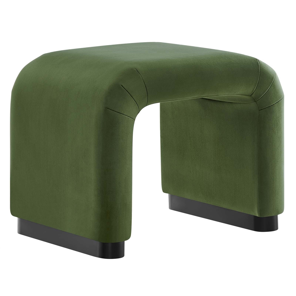 EEI-6733-BLK-MOS Koda Performance Velvet Waterfall Stool, Black & Moss Green