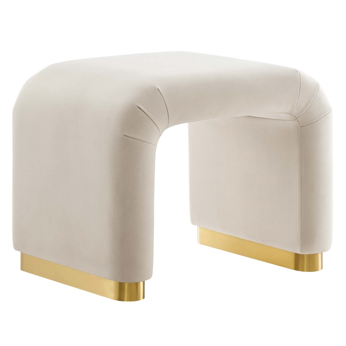 EEI-6733-BRA-ALM Koda Performance Velvet Waterfall Stool, Brass & Almond