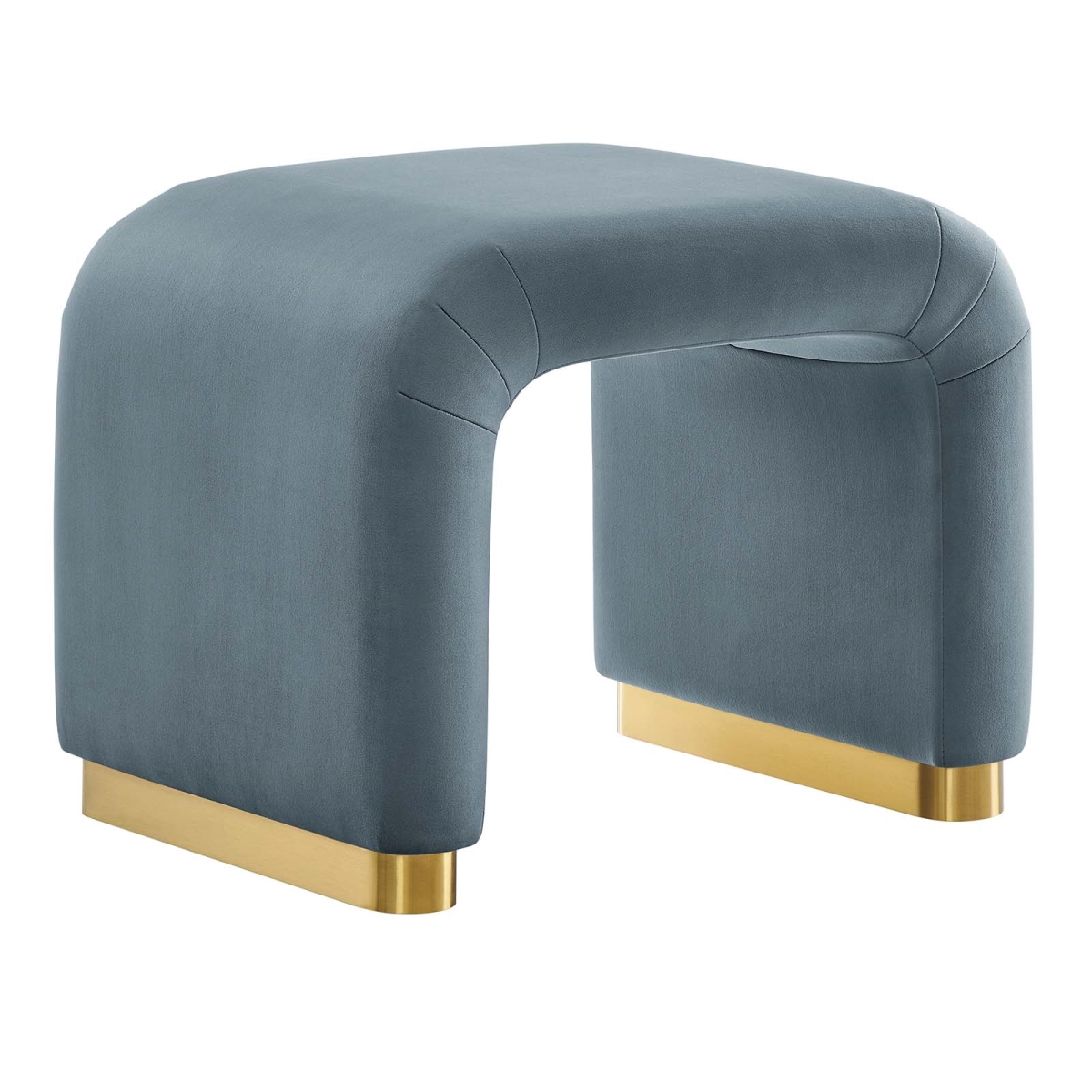 EEI-6733-BRA-CAB Koda Performance Velvet Waterfall Stool, Brass & Cadet Blue