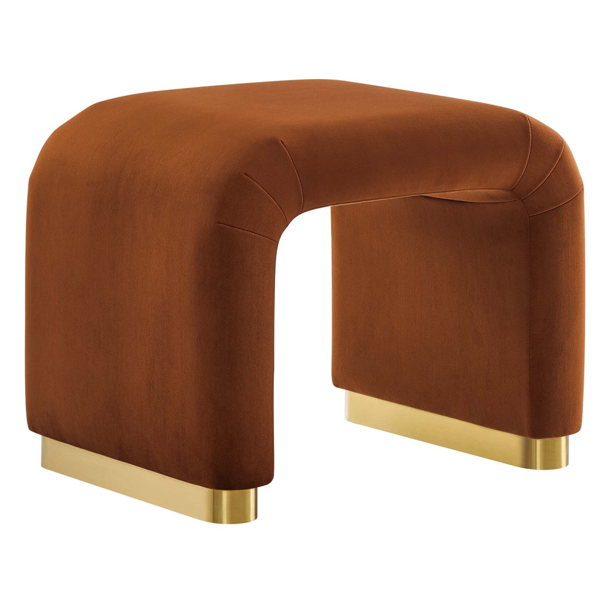EEI-6733-BRA-RUS Koda Performance Velvet Waterfall Stool, Brass & Rust