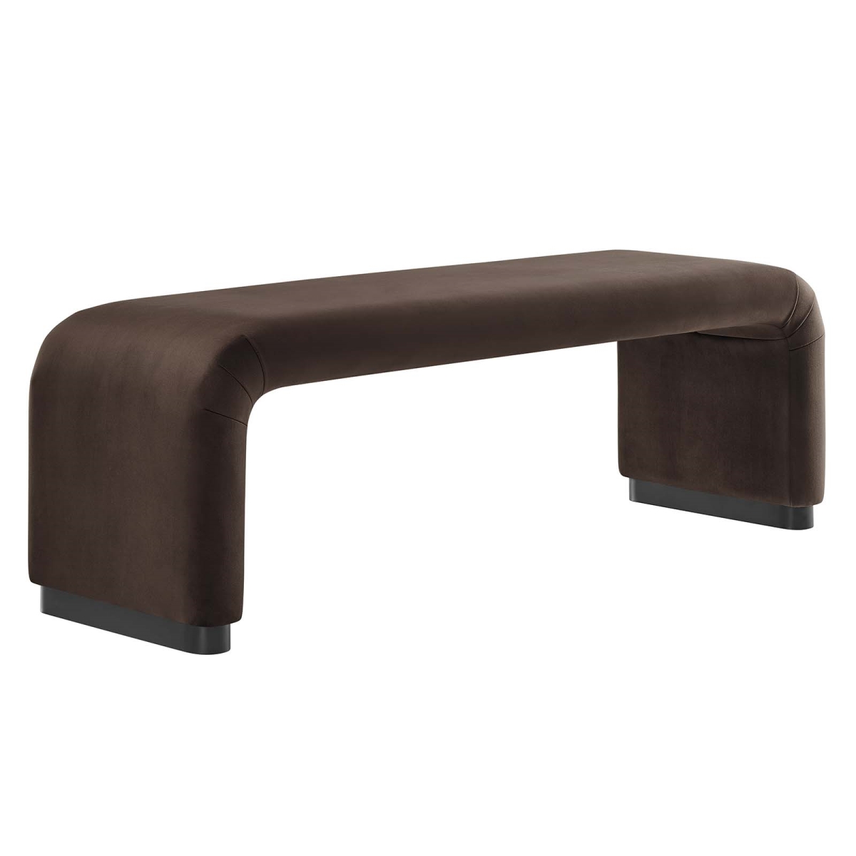 EEI-6734-BLK-CHB Koda Performance Velvet Waterfall Long Bench, Black, Chocolate & Brown
