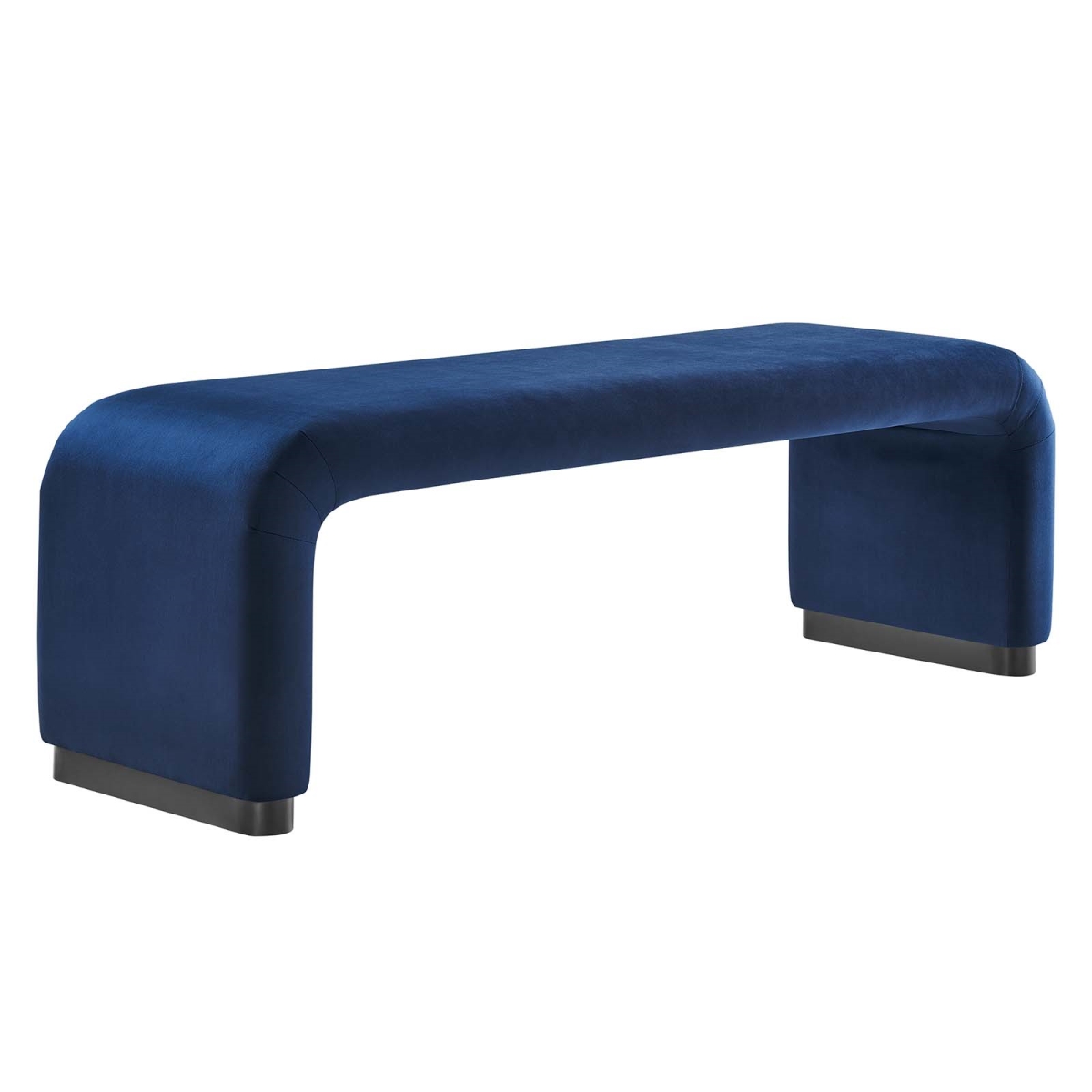 EEI-6734-BLK-MID Koda Performance Velvet Waterfall Long Bench, Black & Midnight Blue