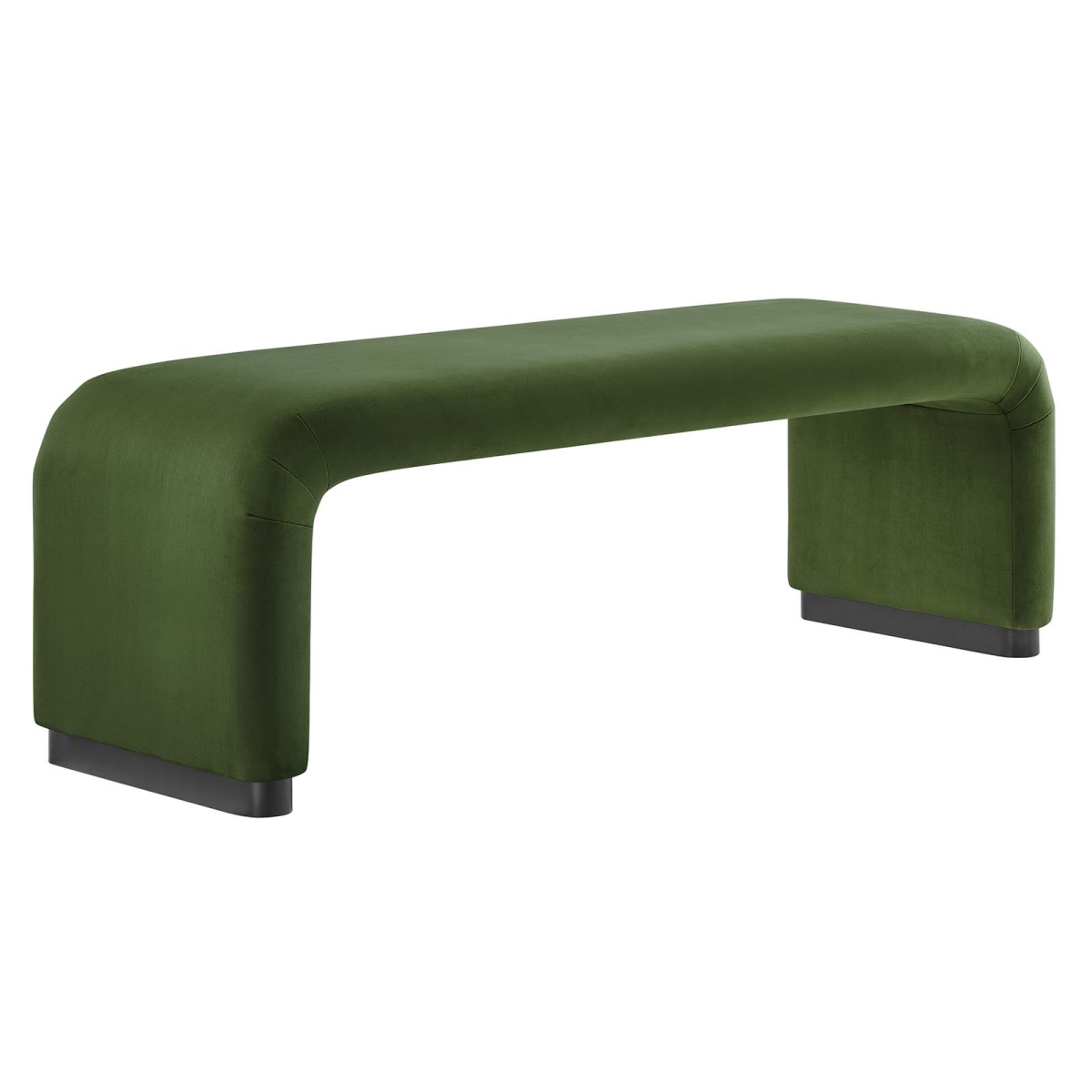 EEI-6734-BLK-MOS Koda Performance Velvet Waterfall Long Bench, Black & Moss Green