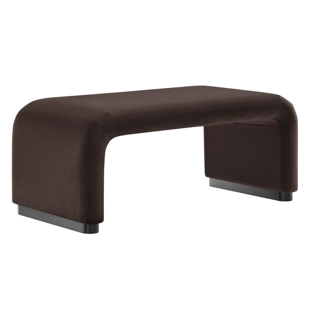 EEI-6735-BLK-CHB Koda Performance Velvet Waterfall Ottoman, Black, Chocolate & Brown