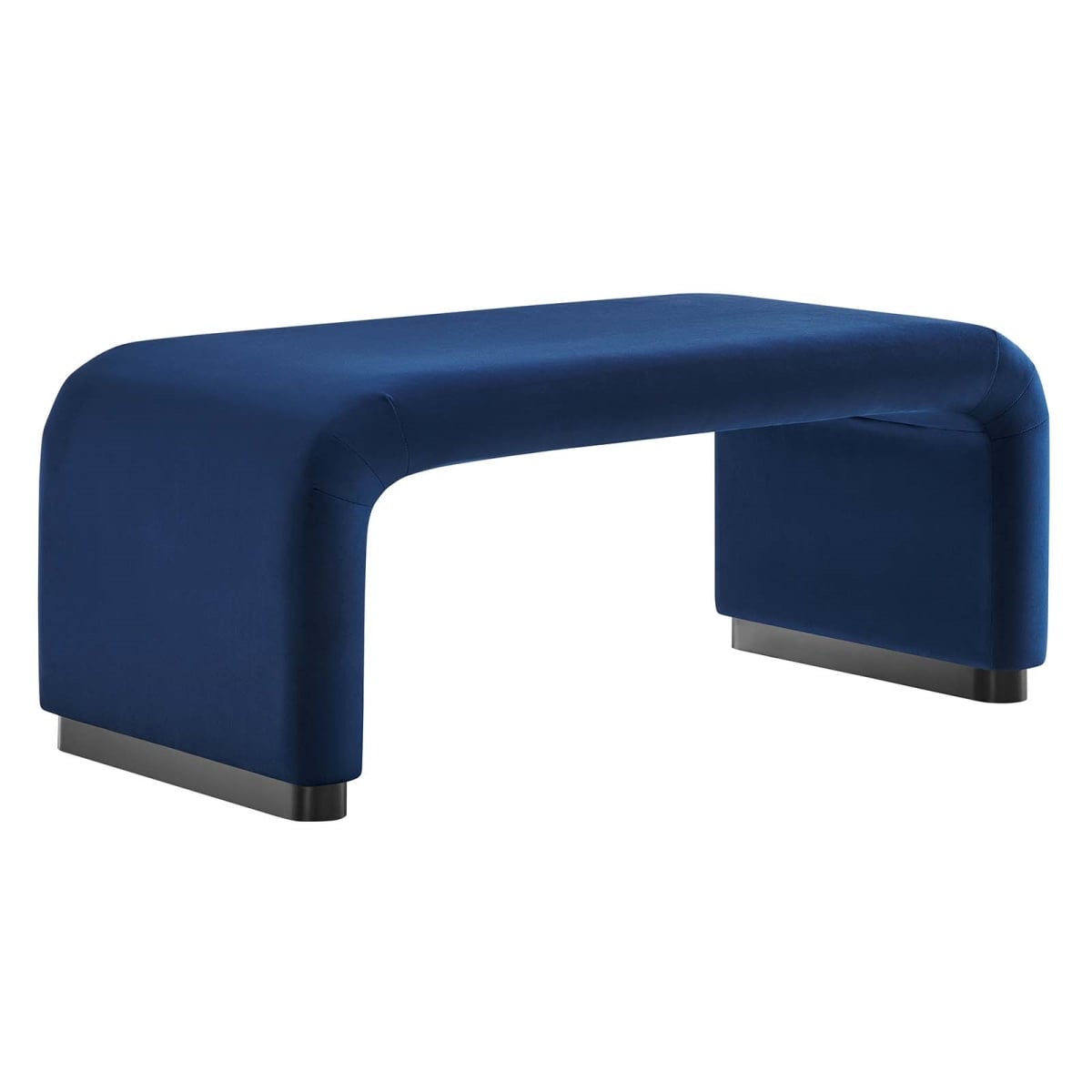 EEI-6735-BLK-MID Koda Performance Velvet Waterfall Ottoman, Black & Midnight Blue