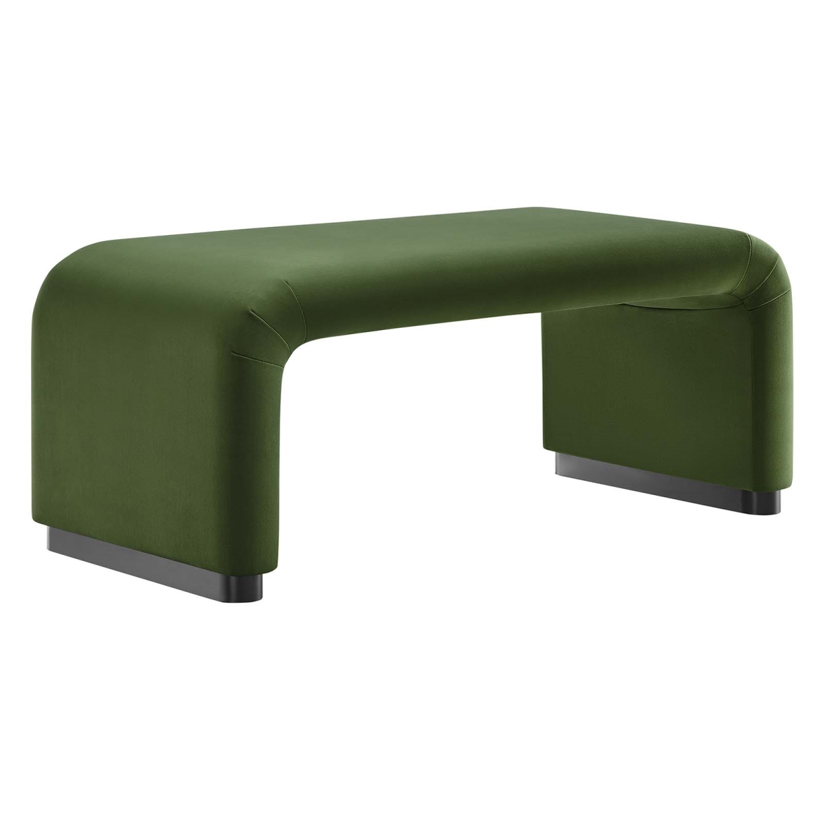 EEI-6735-BLK-MOS Koda Performance Velvet Waterfall Ottoman, Black & Moss Green