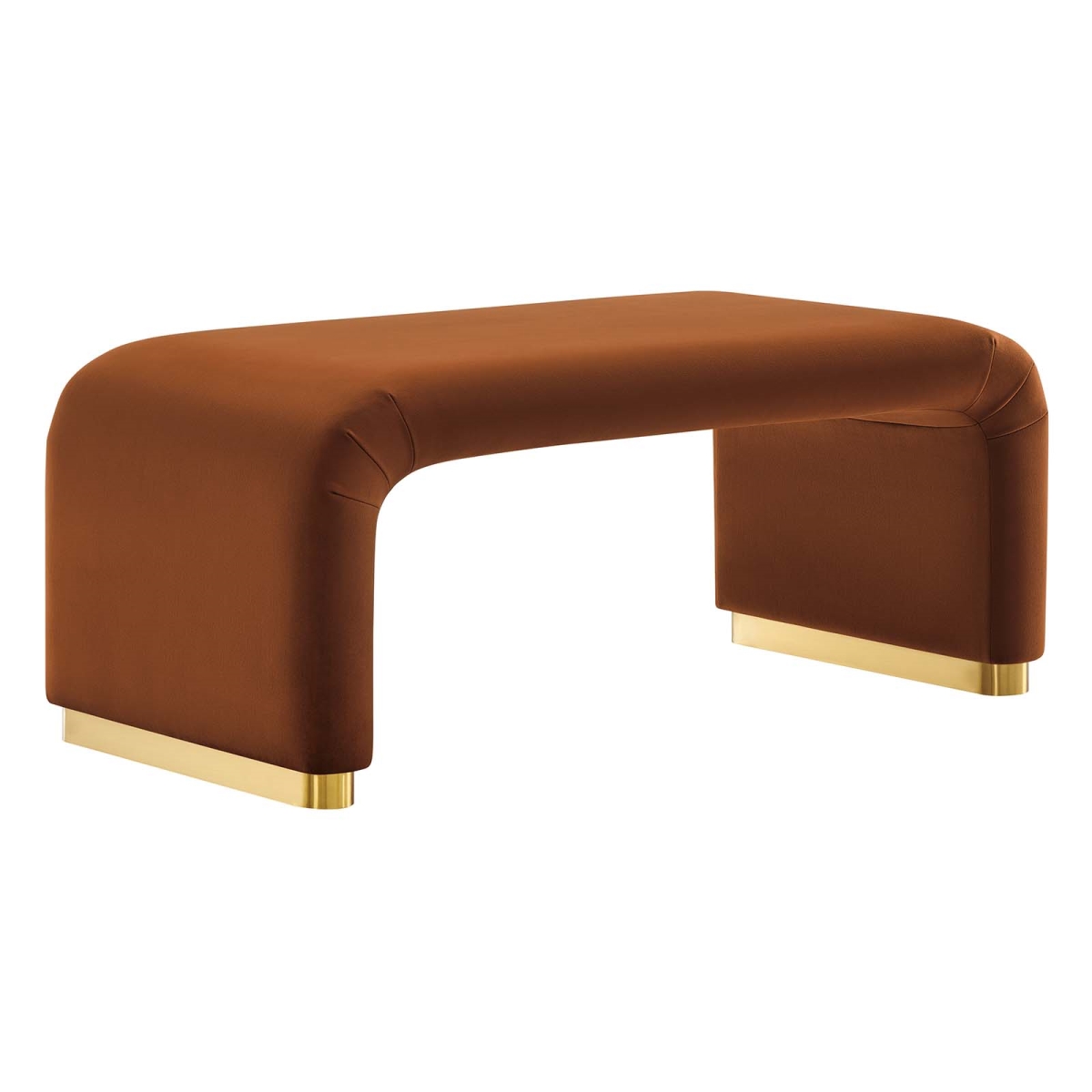 EEI-6735-BRA-RUS Koda Performance Velvet Waterfall Ottoman, Brass & Rust