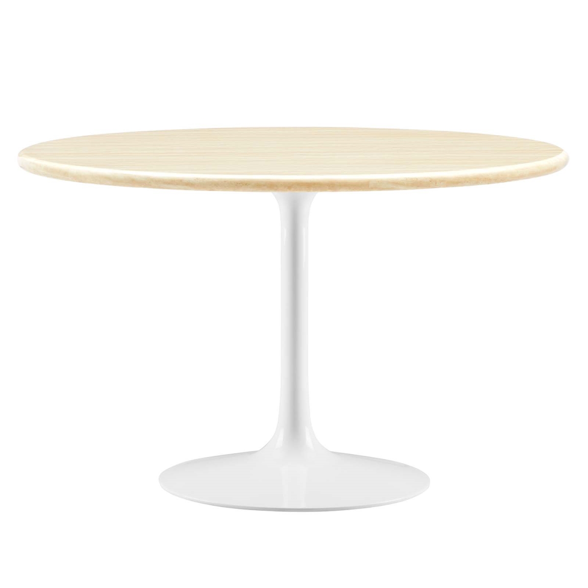 EEI-6754-WHI-TRA 48 in. Lippa Round Artificial Travertine Dining Table, White & Travertine -  Modway Furniture