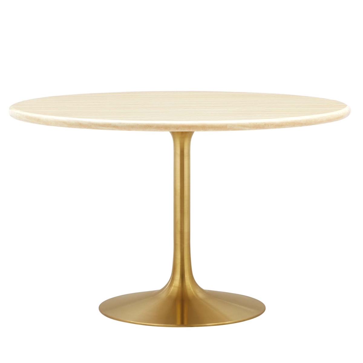 EEI-6756-GLD-TRA 48 in. Lippa Round Artificial Travertine Dining Table, Gold Travertine