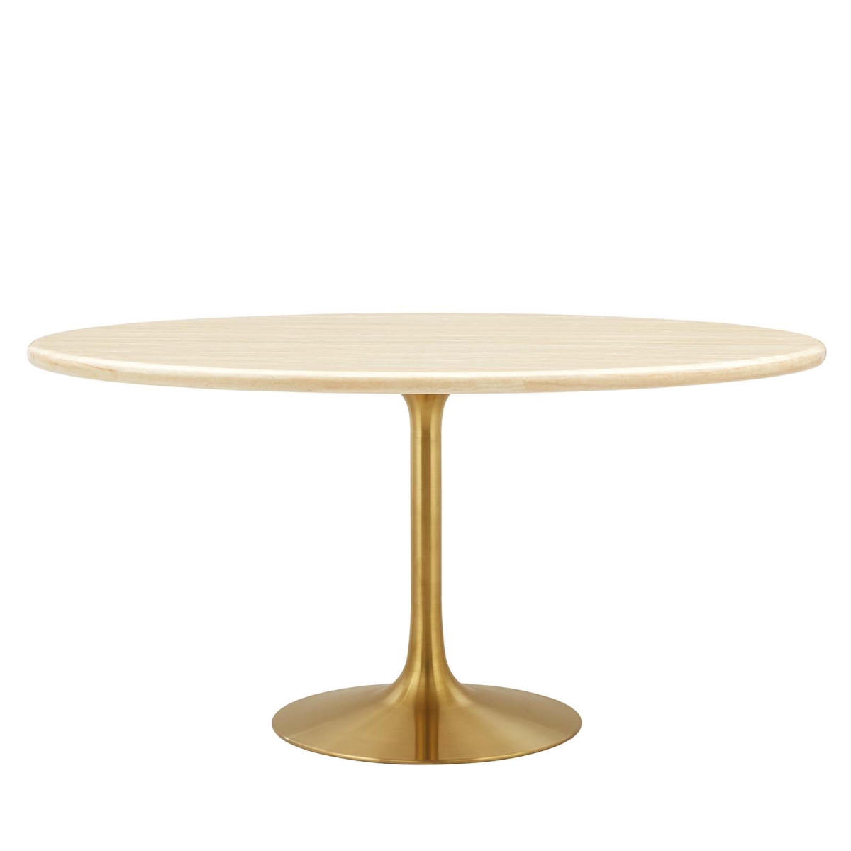 EEI-6759-GLD-TRA 60 in. Lippa Oval Artificial Travertine Dining Table, Gold Travertine