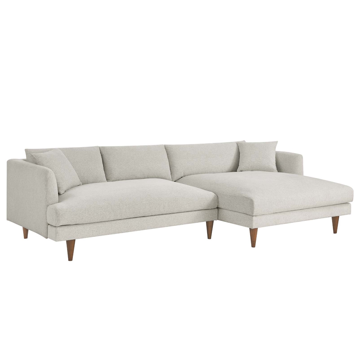 EEI-6612-HEI Zoya Right-Facing Down Filled Overstuffed Sectional Sofa, Heathered Weave Ivory