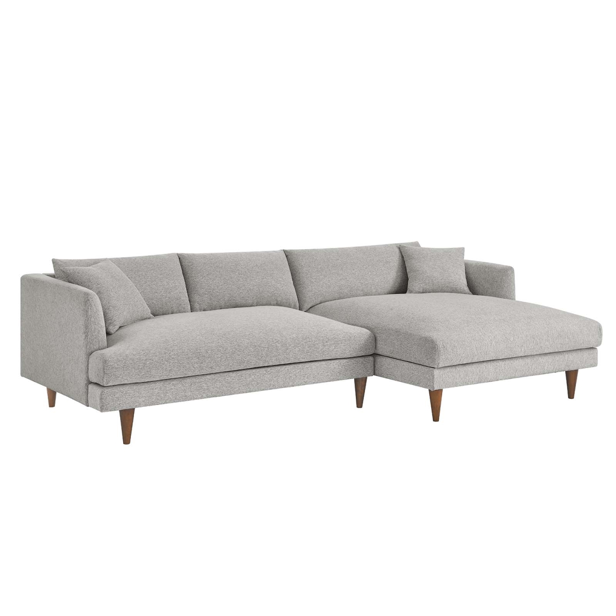 EEI-6612-HLG Zoya Right-Facing Down Filled Overstuffed Sectional Sofa, Heathered Weave Light Gray