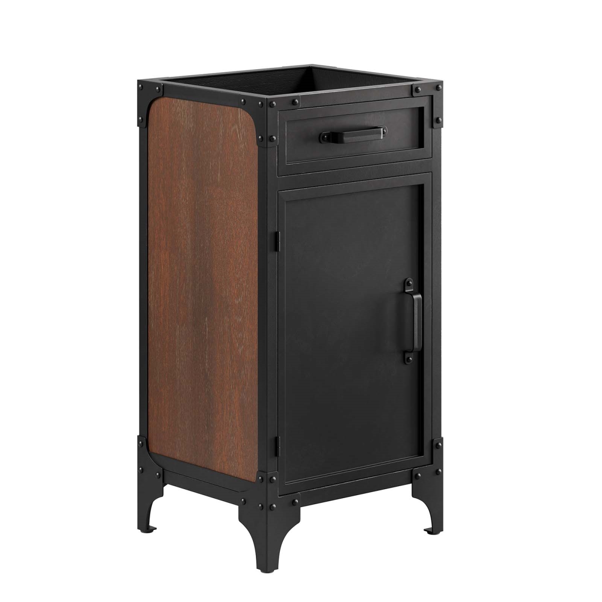 EEI-6126-BLK-WAL 18 in. Steamforge Bathroom Vanity Cabinet, Black & Walnut