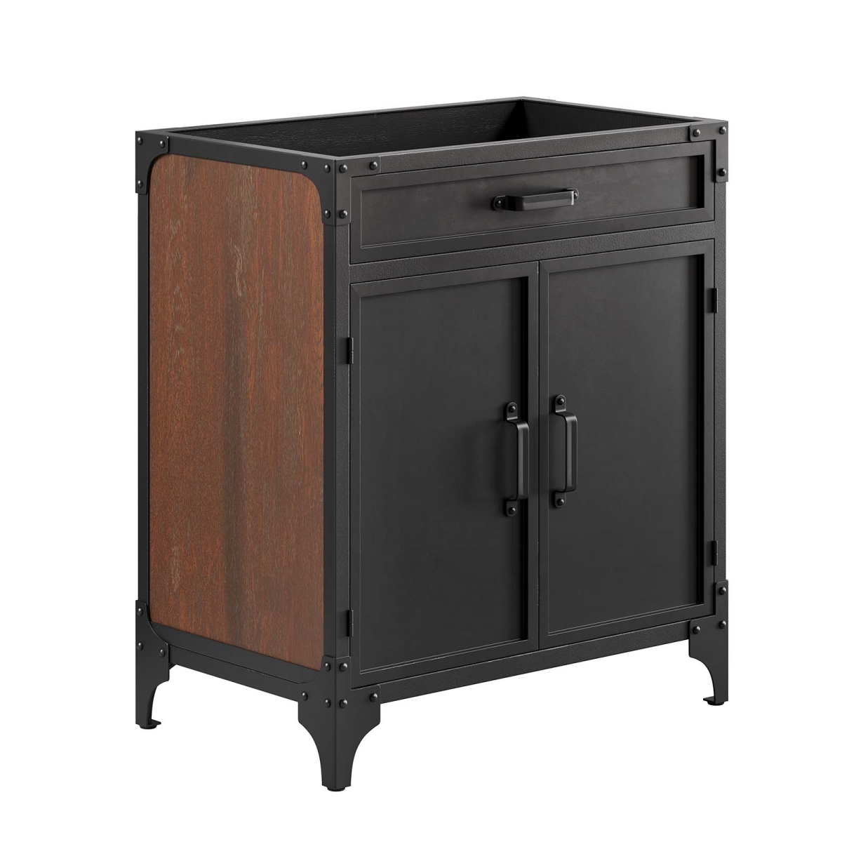 EEI-6128-BLK-WAL 30 in. Steamforge Bathroom Vanity Cabinet, Black & Walnut