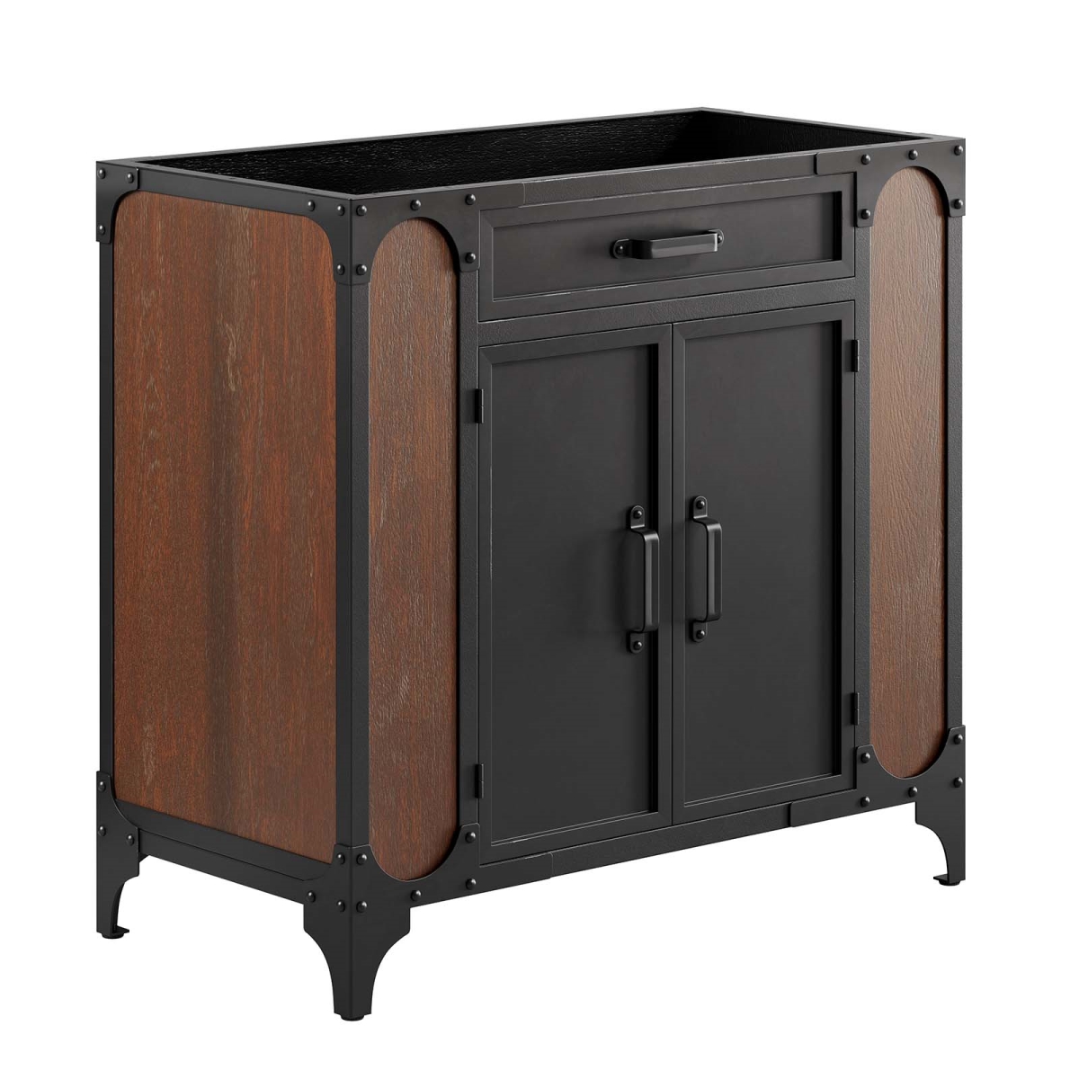 EEI-6129-BLK-WAL 36 in. Steamforge Bathroom Vanity Cabinet, Black & Walnut