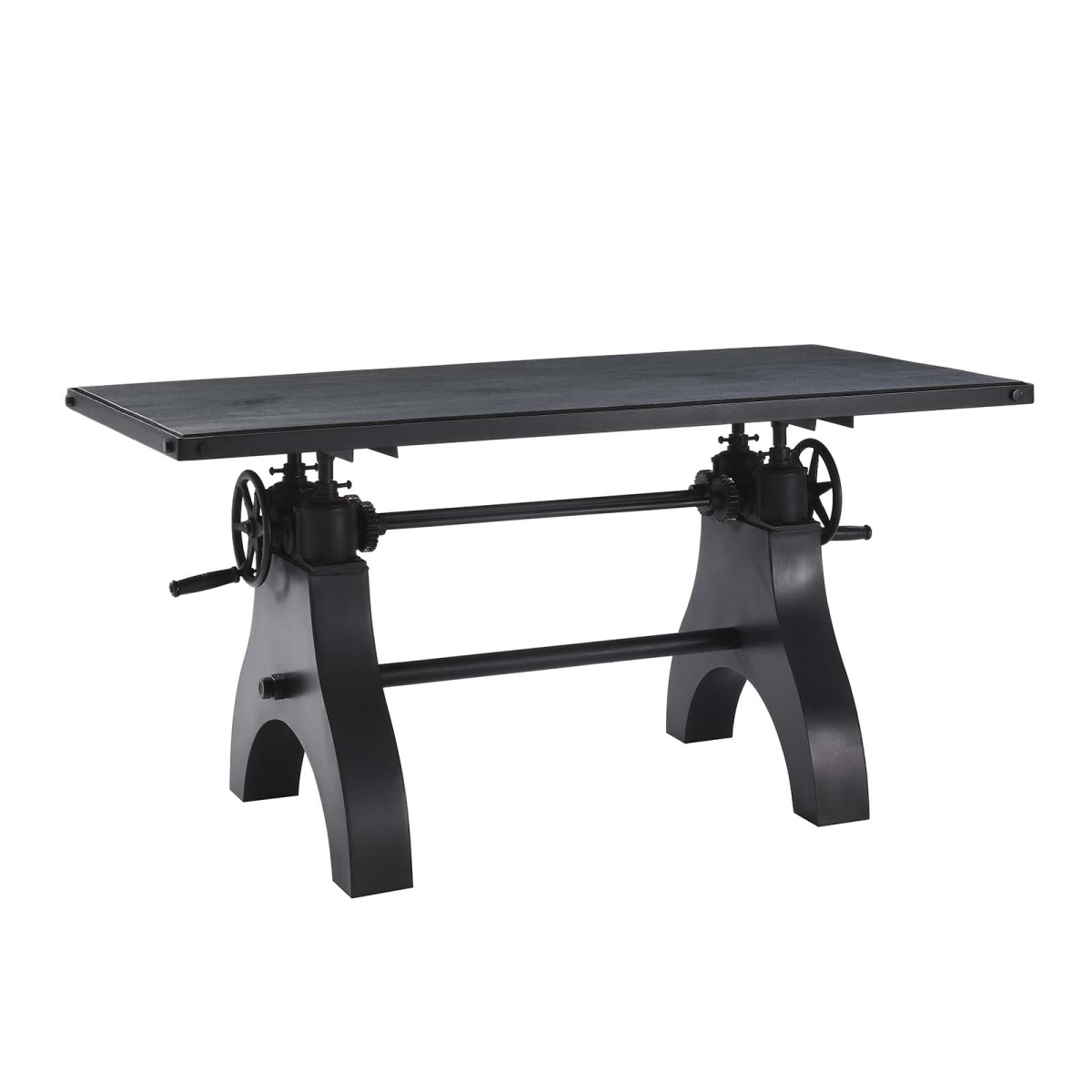 EEI-6148-BLK-BLK 60 in. Genuine Crank Adjustable Height Dining Table & Computer Desk, Black
