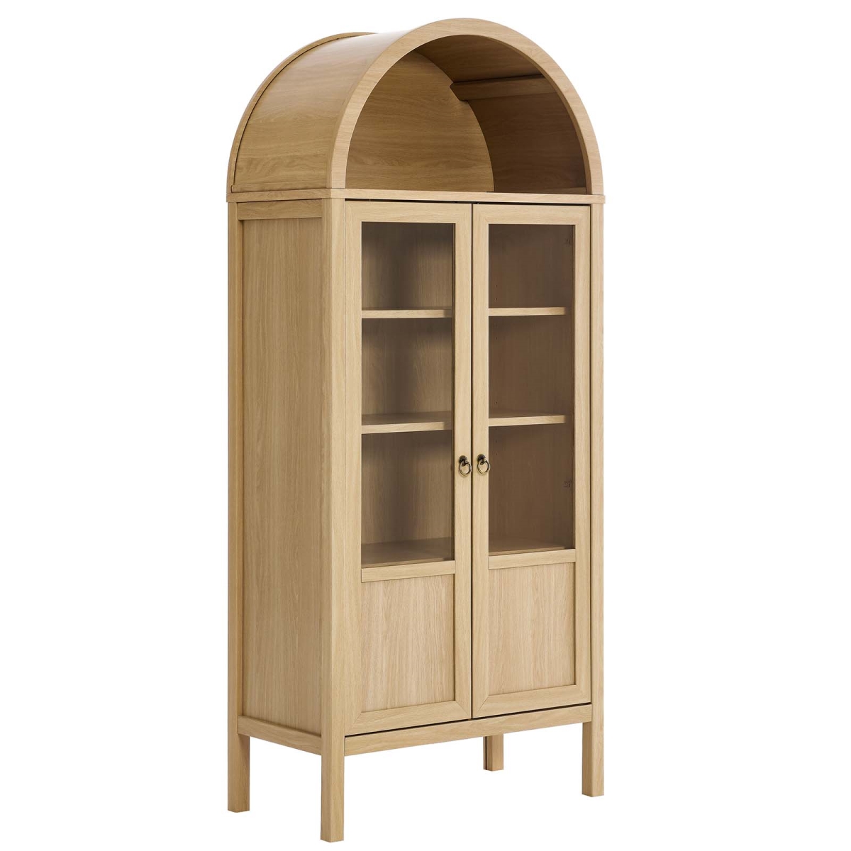 EEI-6638-OAK Tessa Tall Arched Storage Display Cabinet, Oak