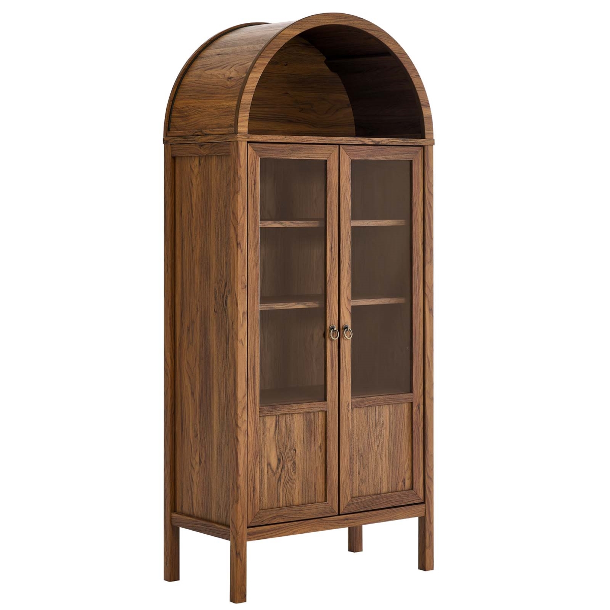EEI-6638-WAL Tessa Tall Arched Storage Display Cabinet, Walnut