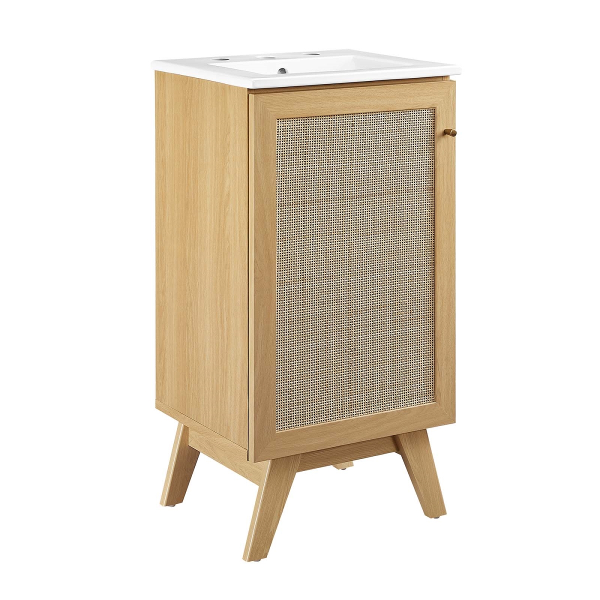 EEI-6711-OAK-WHI 18 in. Soma Bathroom Vanity, Oak & White