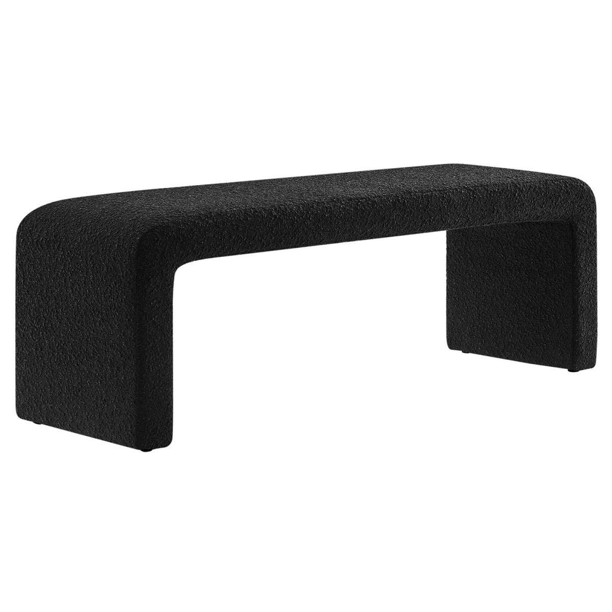 EEI-6736-BLK Simba Boucle Fabric Waterfall Long Bench, Black