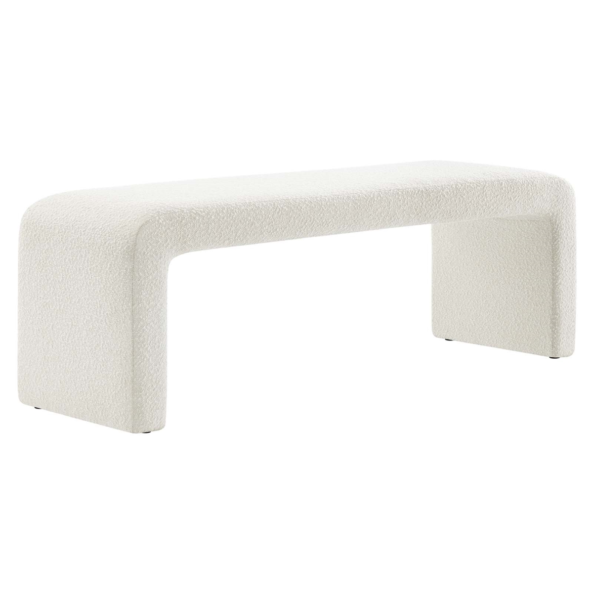 EEI-6736-IVO Simba Boucle Fabric Waterfall Long Bench, Ivory
