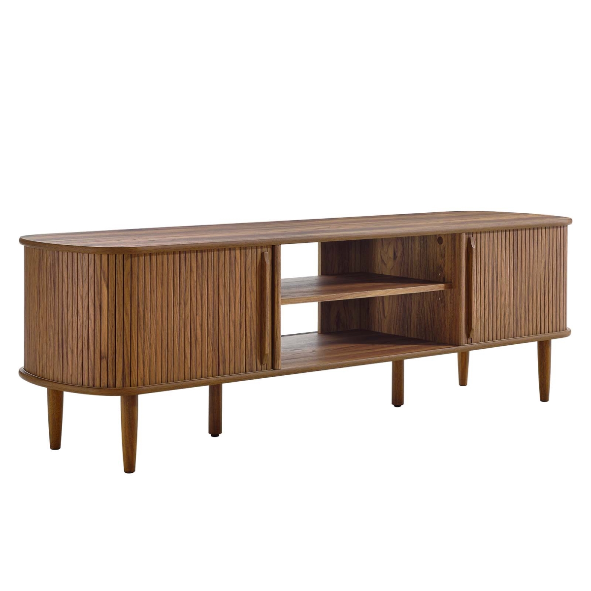 EEI-6795-WAL 63 in. Contour Wood TV Stand, Walnut