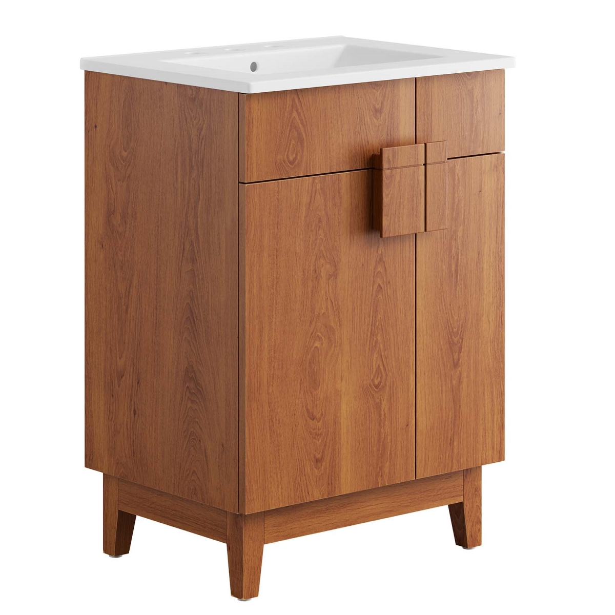 EEI-6482-WHI-WAL 24 in. Miles Bathroom Vanity, White & Walnut