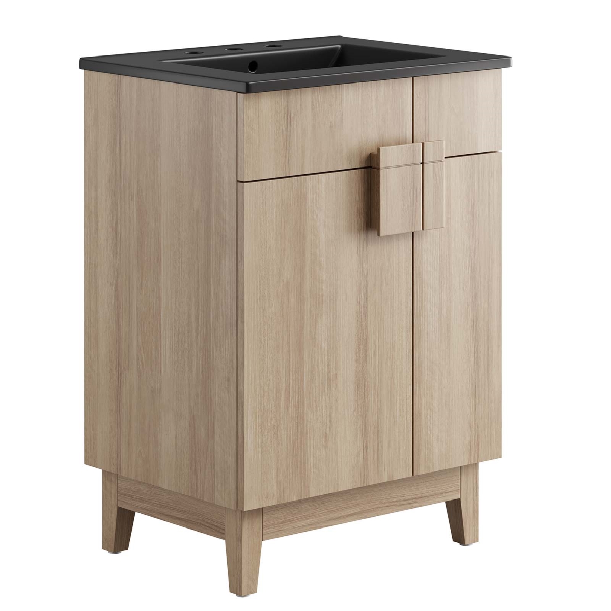EEI-6483-BLK-OAK 24 in. Miles Bathroom Vanity, Black & Oak