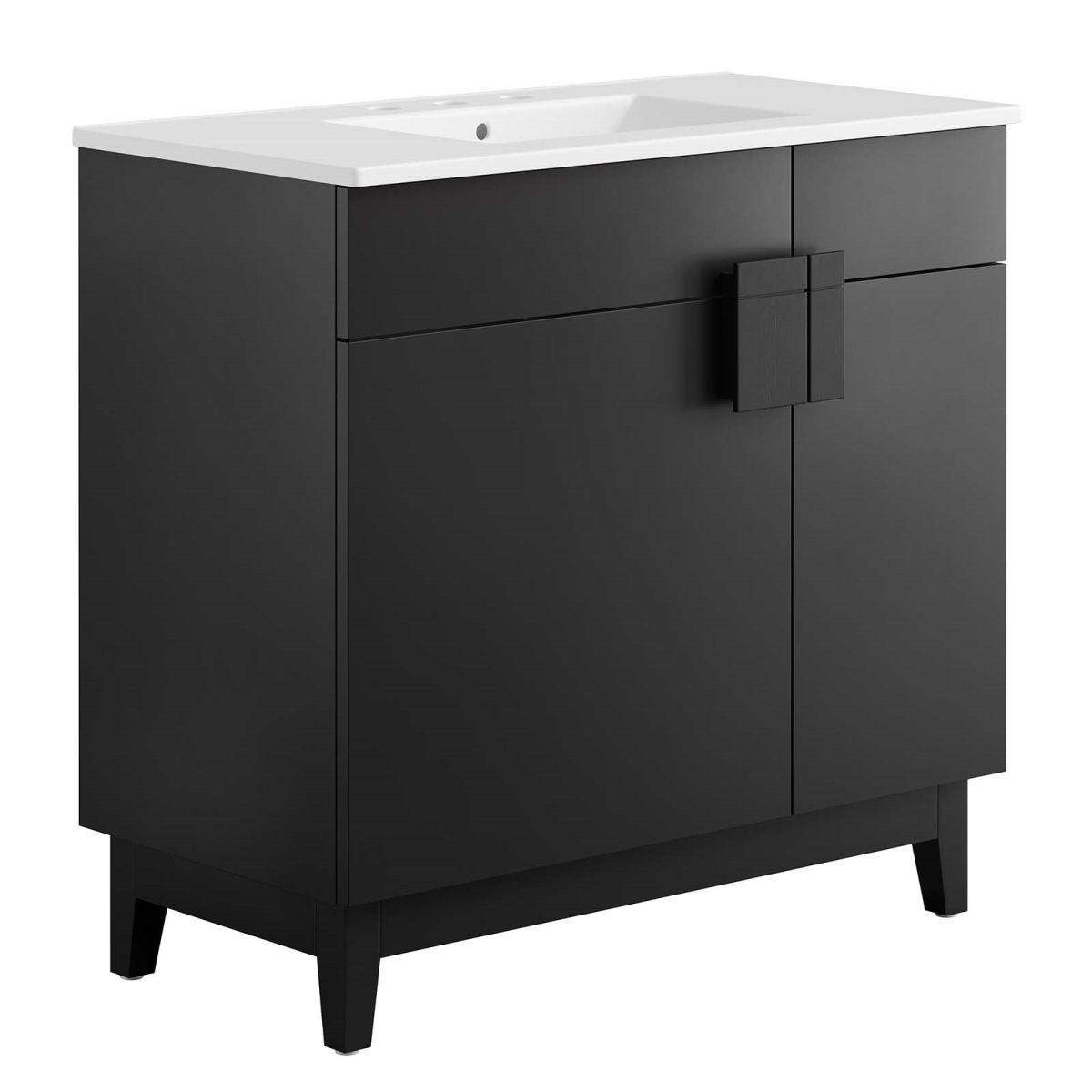 EEI-6484-WHI-BLK 36 in. Miles Bathroom Vanity, White & Black