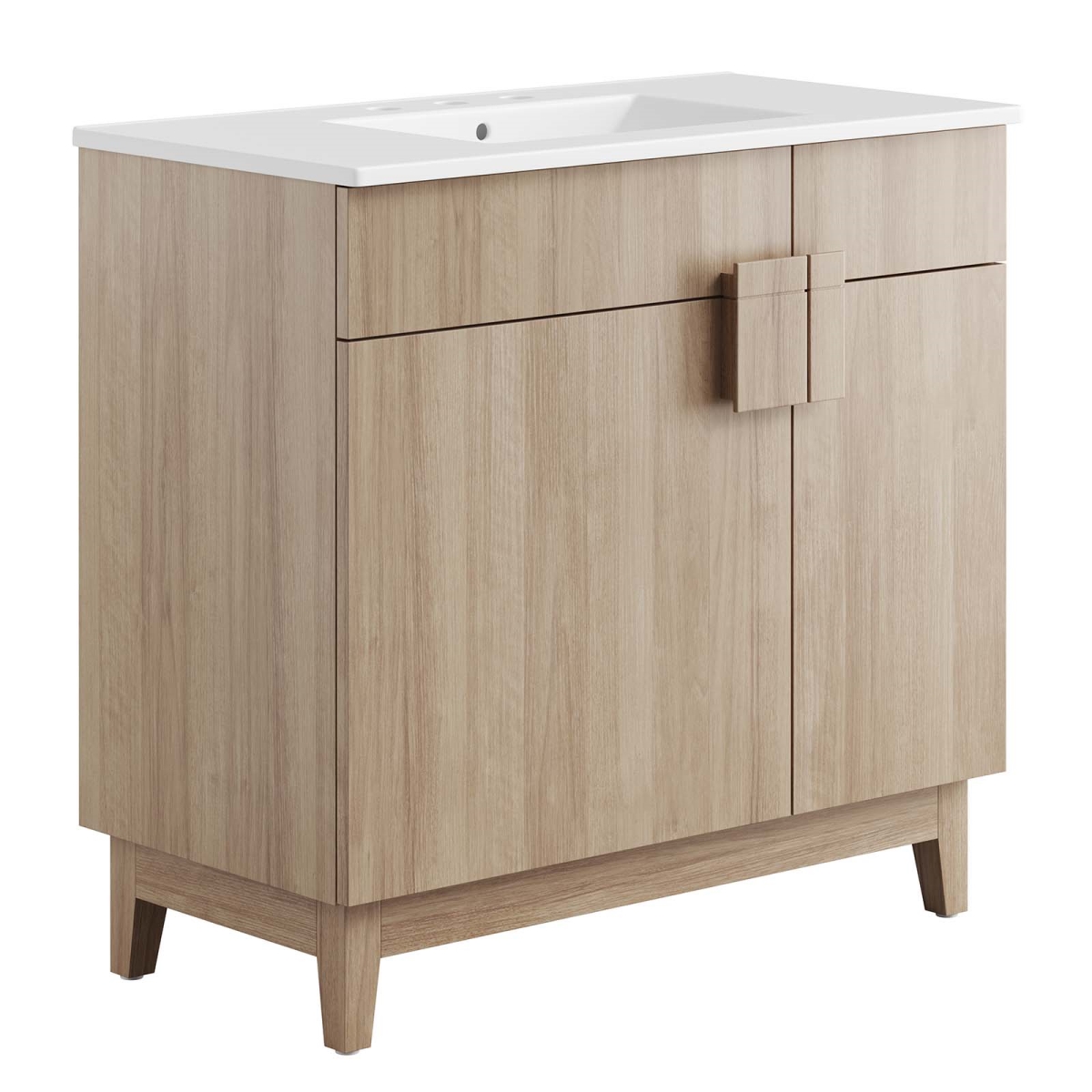 EEI-6484-WHI-OAK 36 in. Miles Bathroom Vanity, White & Oak