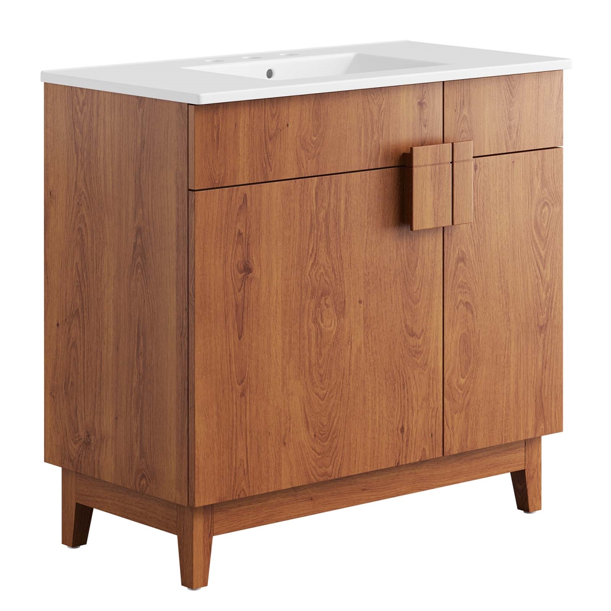 EEI-6484-WHI-WAL 36 in. Miles Bathroom Vanity, White & Walnut