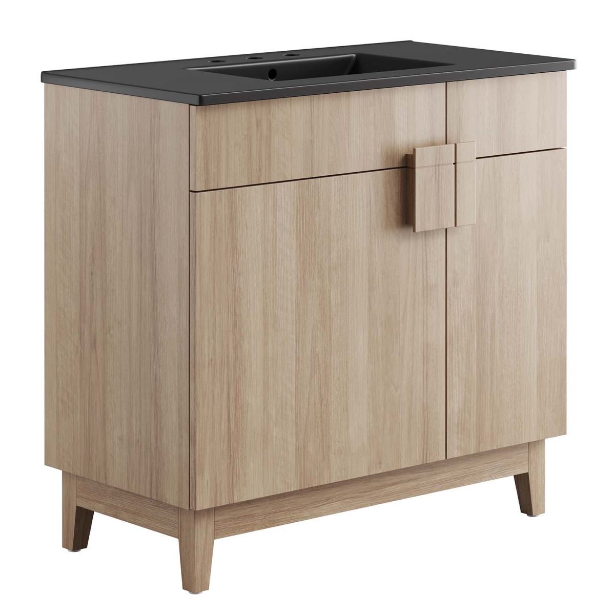 EEI-6485-BLK-OAK 36 in. Miles Bathroom Vanity, Black & Oak