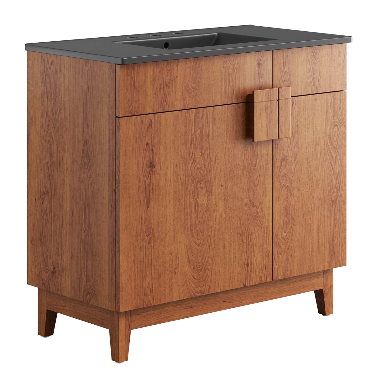 EEI-6485-BLK-WAL 36 in. Miles Bathroom Vanity, Black & Walnut