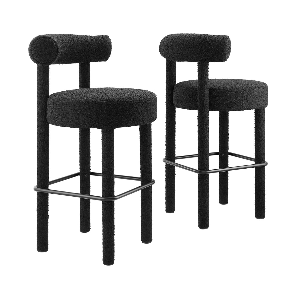 Picture of Modway Furniture EEI-6709-BLK-BLK Toulouse Boucle Fabric Bar Stool&#44; Black - Set of 2