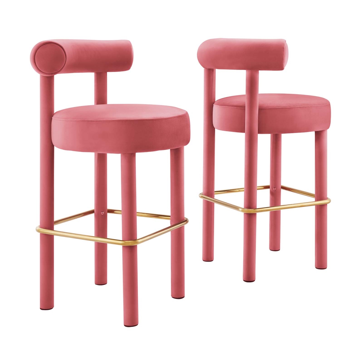 Picture of Modway Furniture EEI-6710-BLO-GLD Toulouse Performance Velvet Bar Stool&#44; Blossom & Gold - Set of 2