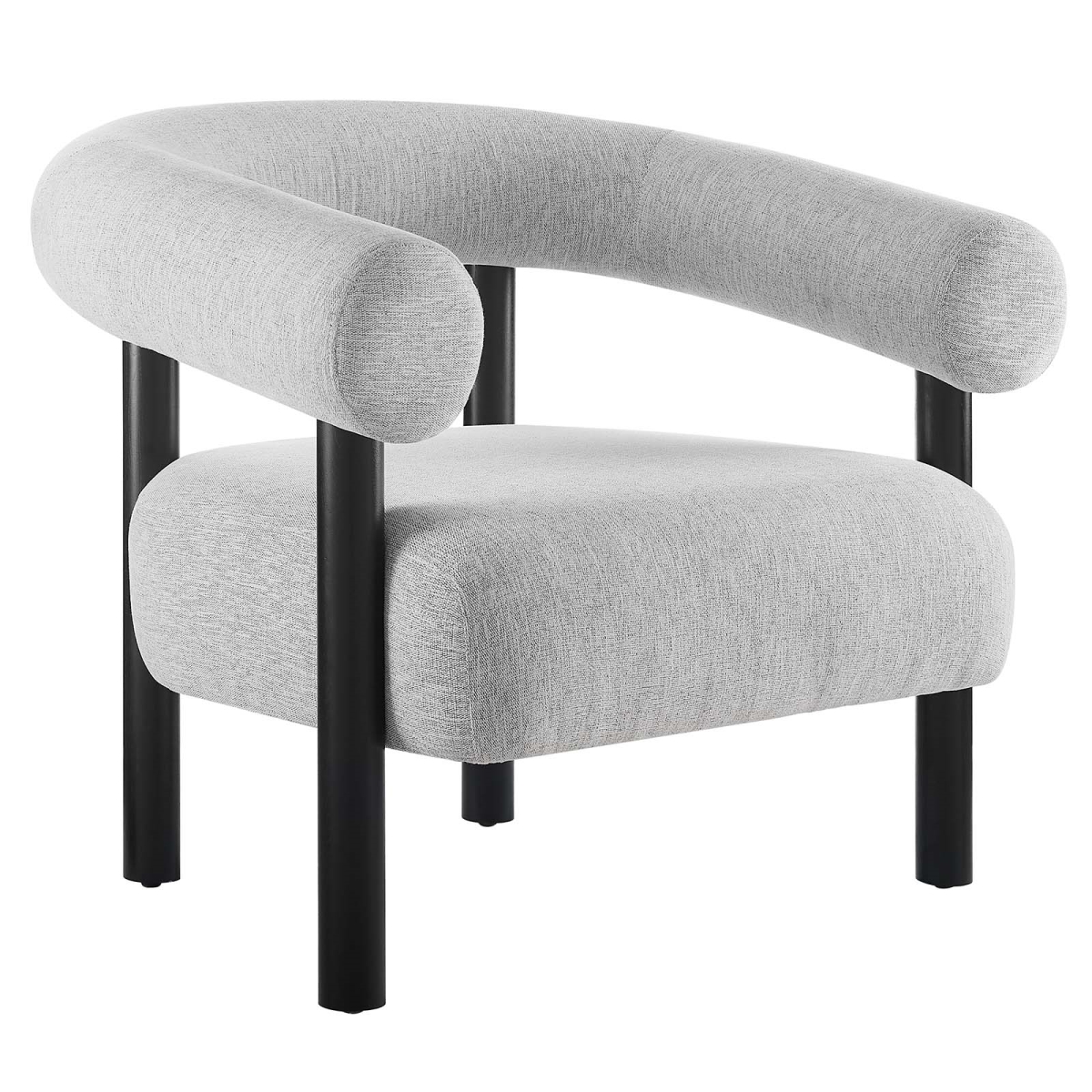 EEI-6689-LGR-BLK Sable Upholstered Fabric Armchair, Light Gray & Black