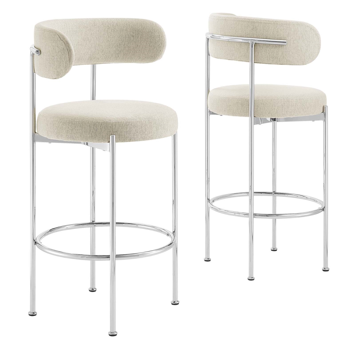 Picture of Modway Furniture EEI-6521-BEI-SLV Albie Fabric Bar Stools&#44; Beige & Silver - Set of 2