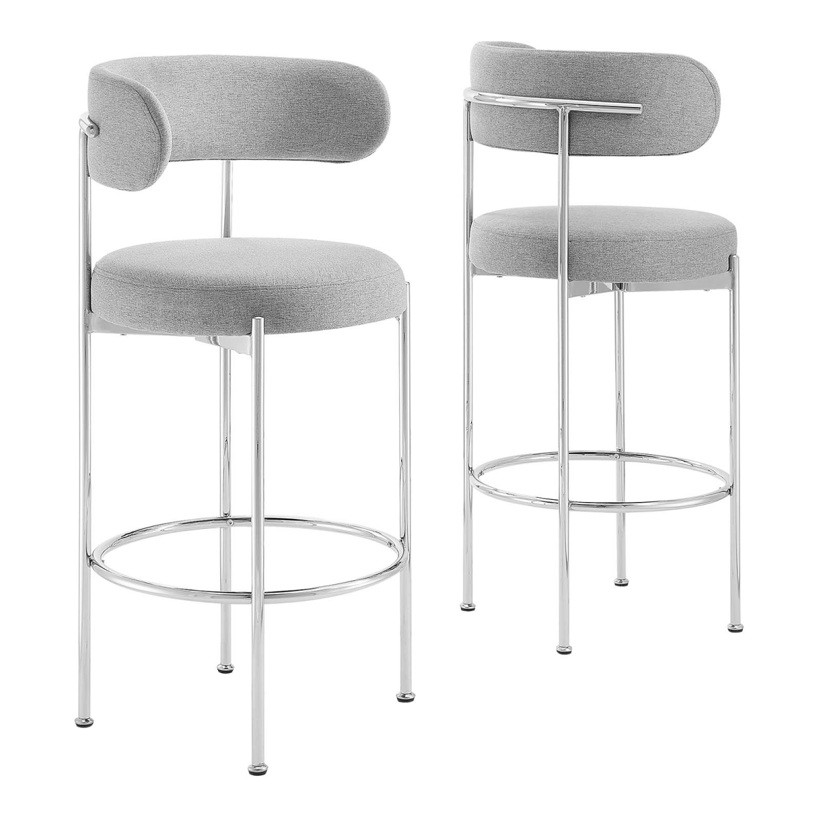 Picture of Modway Furniture EEI-6521-GRY-SLV Albie Fabric Bar Stools&#44; Gray & Silver - Set of 2