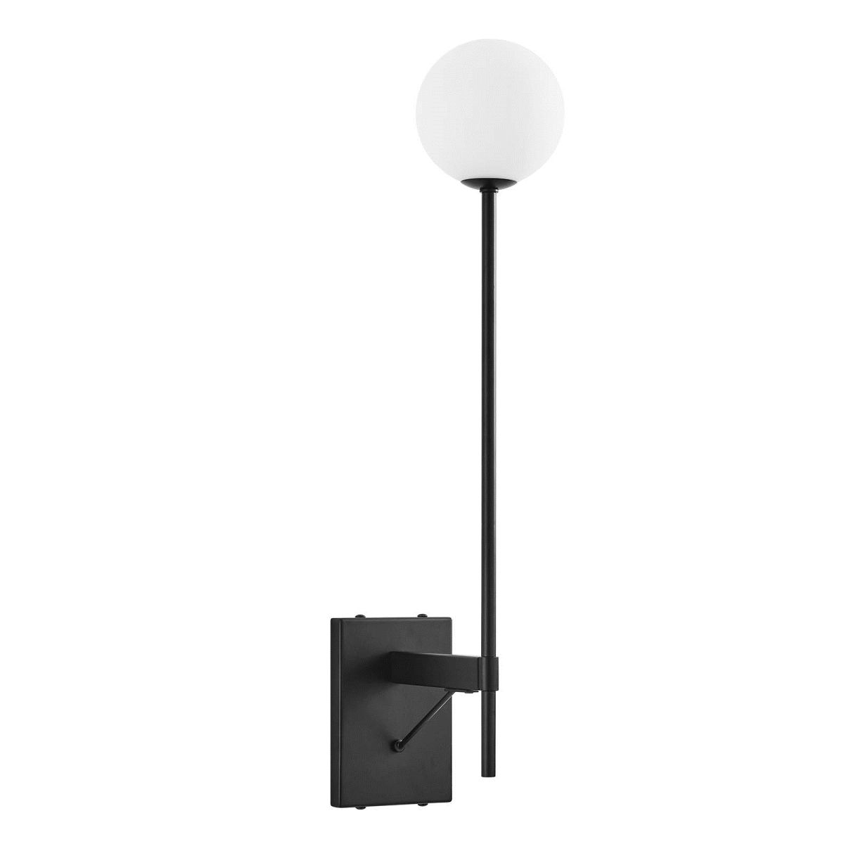 EEI-6533-BLK Riva White Globe Wall Sconce, Black