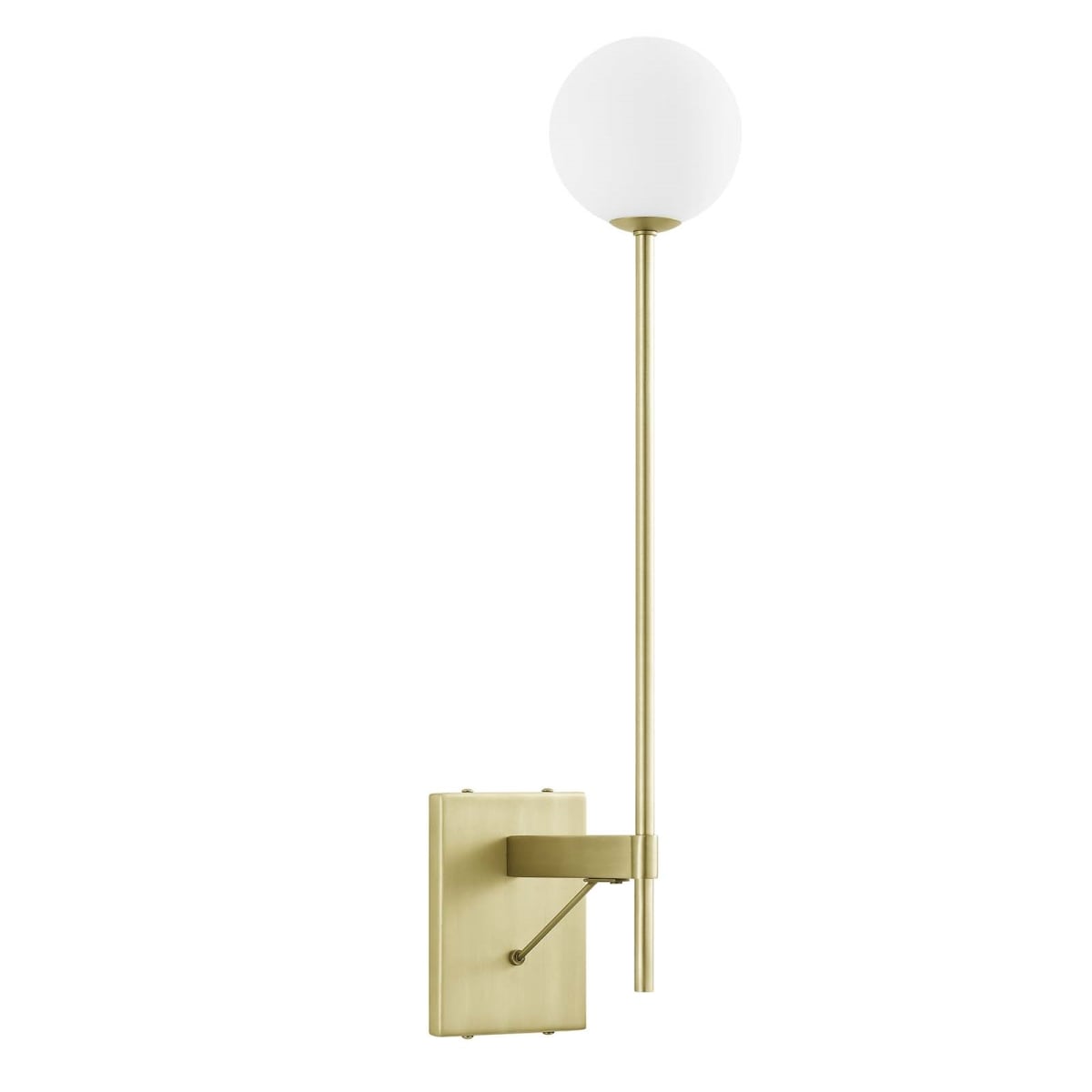 EEI-6533-SBR Riva White Globe Wall Sconce, Satin Brass