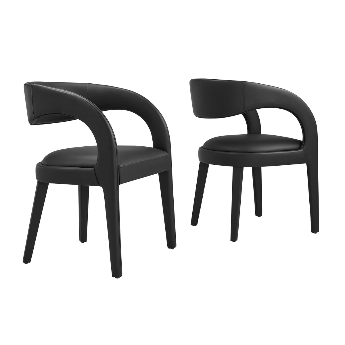 EEI-6561-BLK Pinnacle Vegan Leather Dining Chair, Black - Set of Two