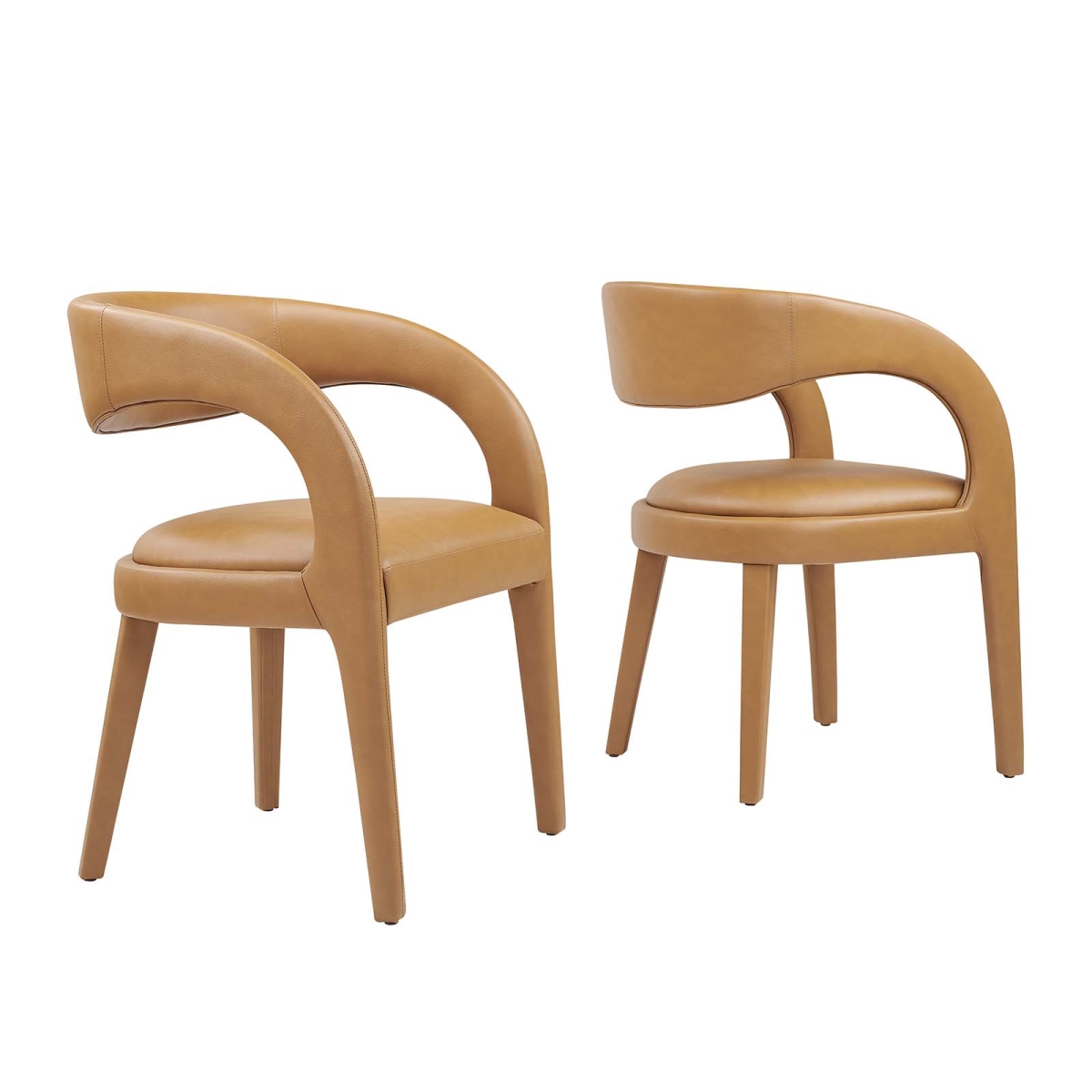 EEI-6561-TAN Pinnacle Vegan Leather Dining Chair, Tan - Set of Two