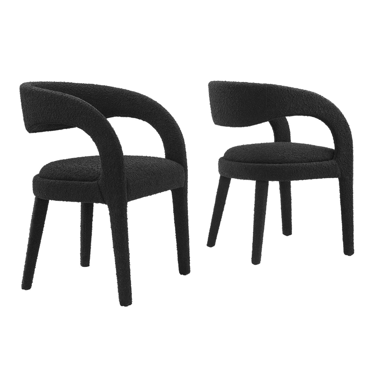 EEI-6562-BLK Pinnacle Boucle Upholstered Dining Chair, Black - Set of Two