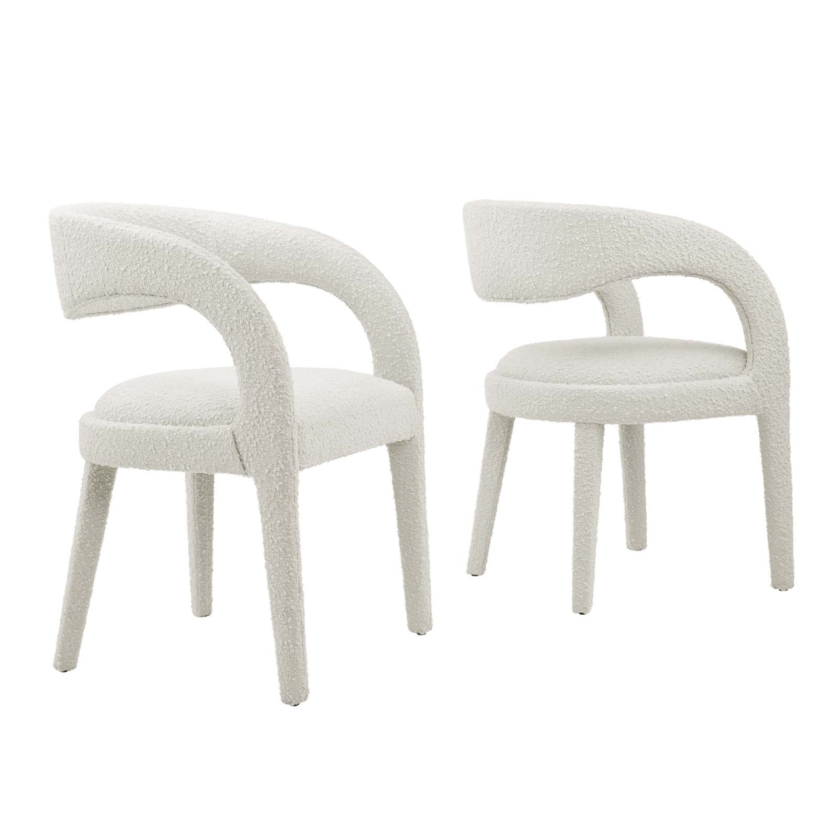 EEI-6562-IVO Pinnacle Boucle Upholstered Dining Chair, Ivory - Set of Two