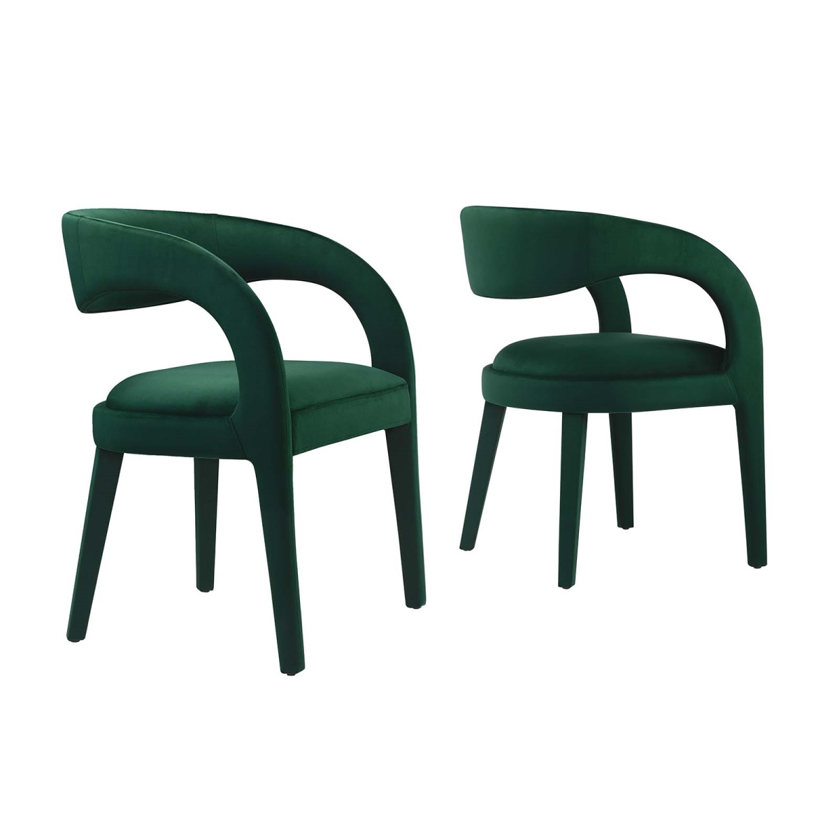 EEI-6563-GRN Pinnacle Performance Velvet Dining Chair, Green - Set of Two