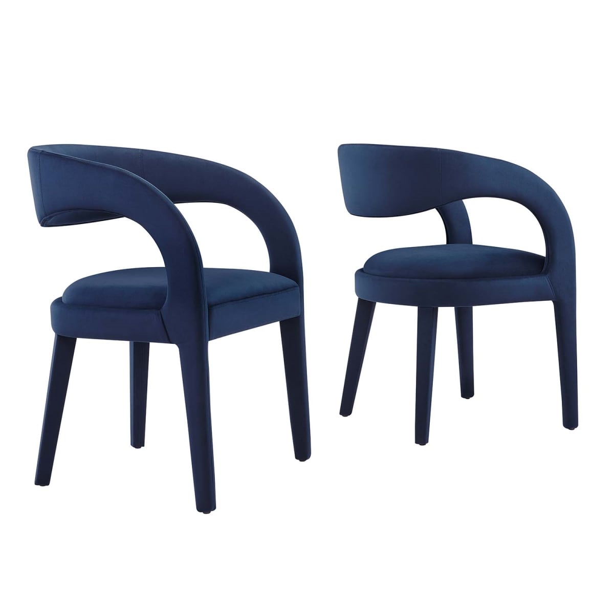EEI-6563-MID Pinnacle Performance Velvet Dining Chair, Midnight Blue - Set of Two